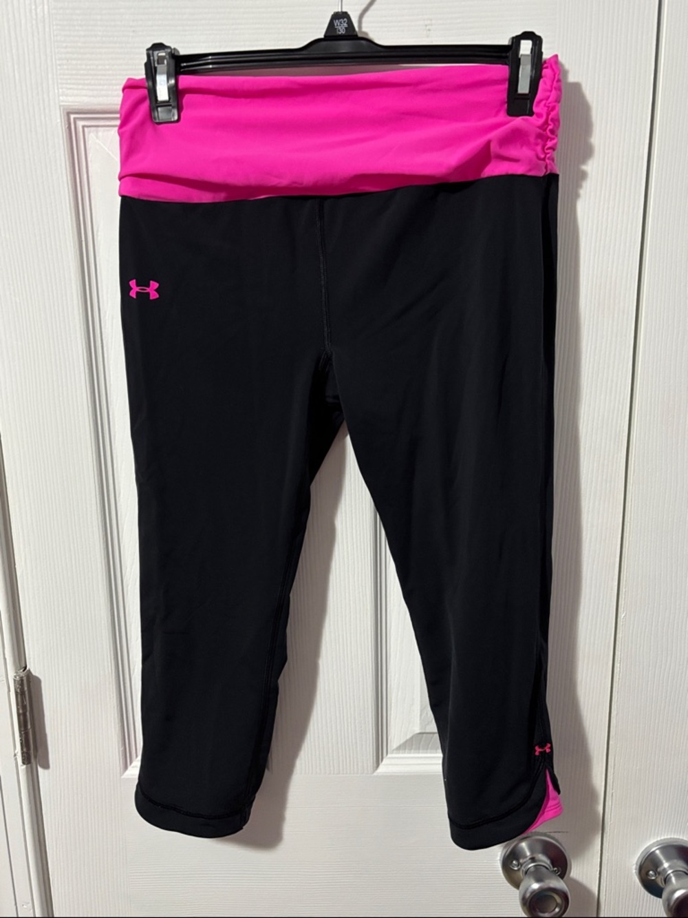 Under Armour Black Capri Leggings with Hot Pink Trim